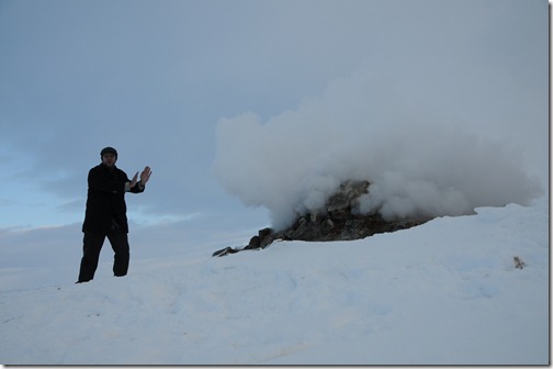Warming up by a Steam Vent in Iceland