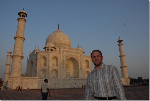Posing at the Taj Mahal Mausoleum in Agra, Uttar Pradesh, India
