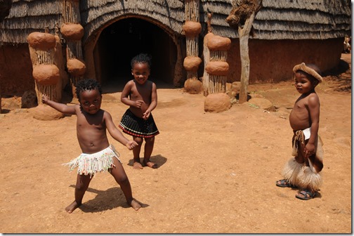 Cute Zulu children dancing in Shakaland, Kwa-Zulu Natal, South Africa